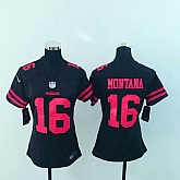 Women Nike 49ers 16 Joe Montana Black Vapor Untouchable Limited Jersey,baseball caps,new era cap wholesale,wholesale hats